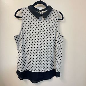faith and joy Polka Dot Black Grey Jersey Sleeveless Sz XL
